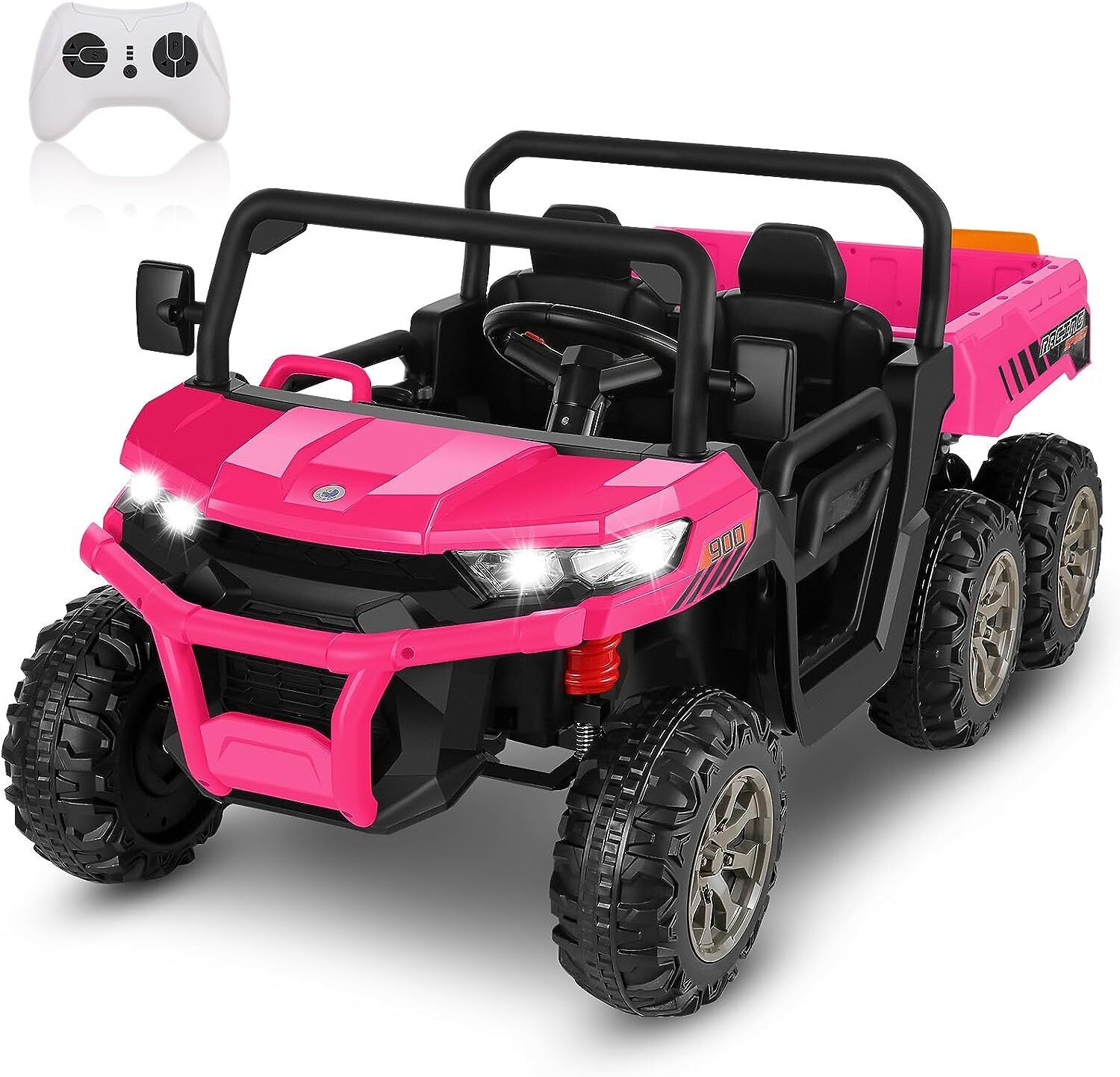 Electric 2 Seater Dump Truck Ride-On Car with Remote Control and Working Dump Bed and Shovel