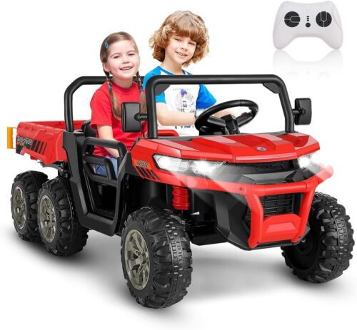 2-Seater Electric Truck Tractor with Dump Bed and Remote Control for Kids (24V)