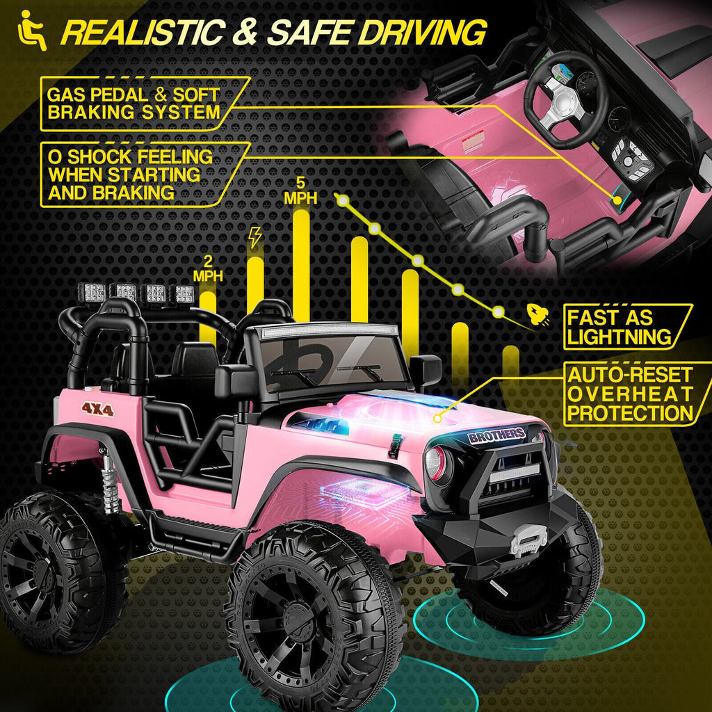 2-Seater 24V Jeep Ride-On Car with Music and Remote Control for Kids