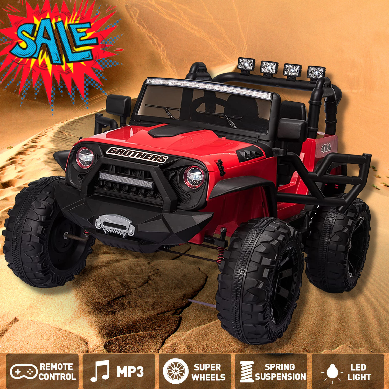 Electric 2 Seater Kids Ride-On Car with Remote Control and 24V Battery