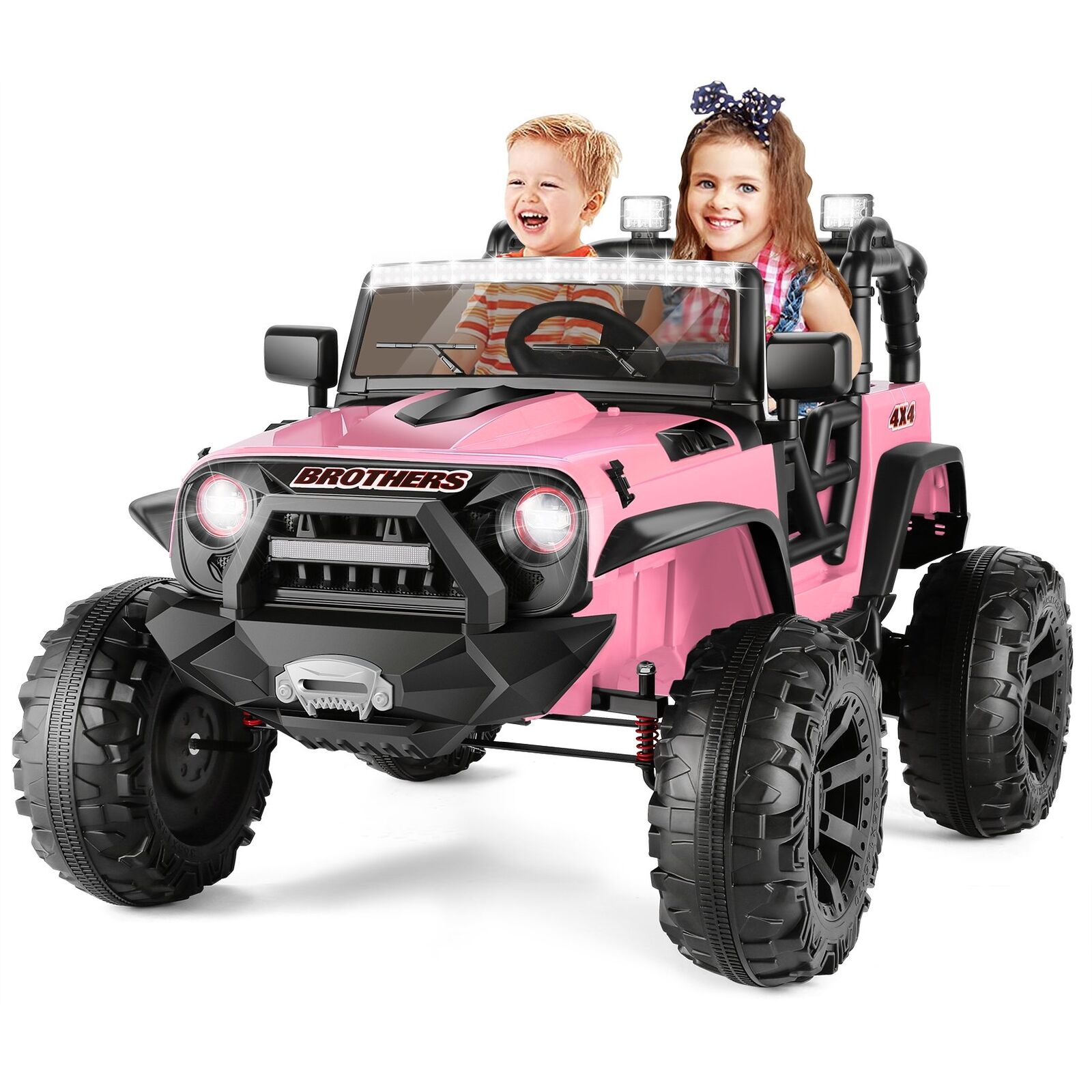 2-Seater Kids Ride on Truck with 3 Speeds, LED Light, and Remote Control - 24V 2x200W