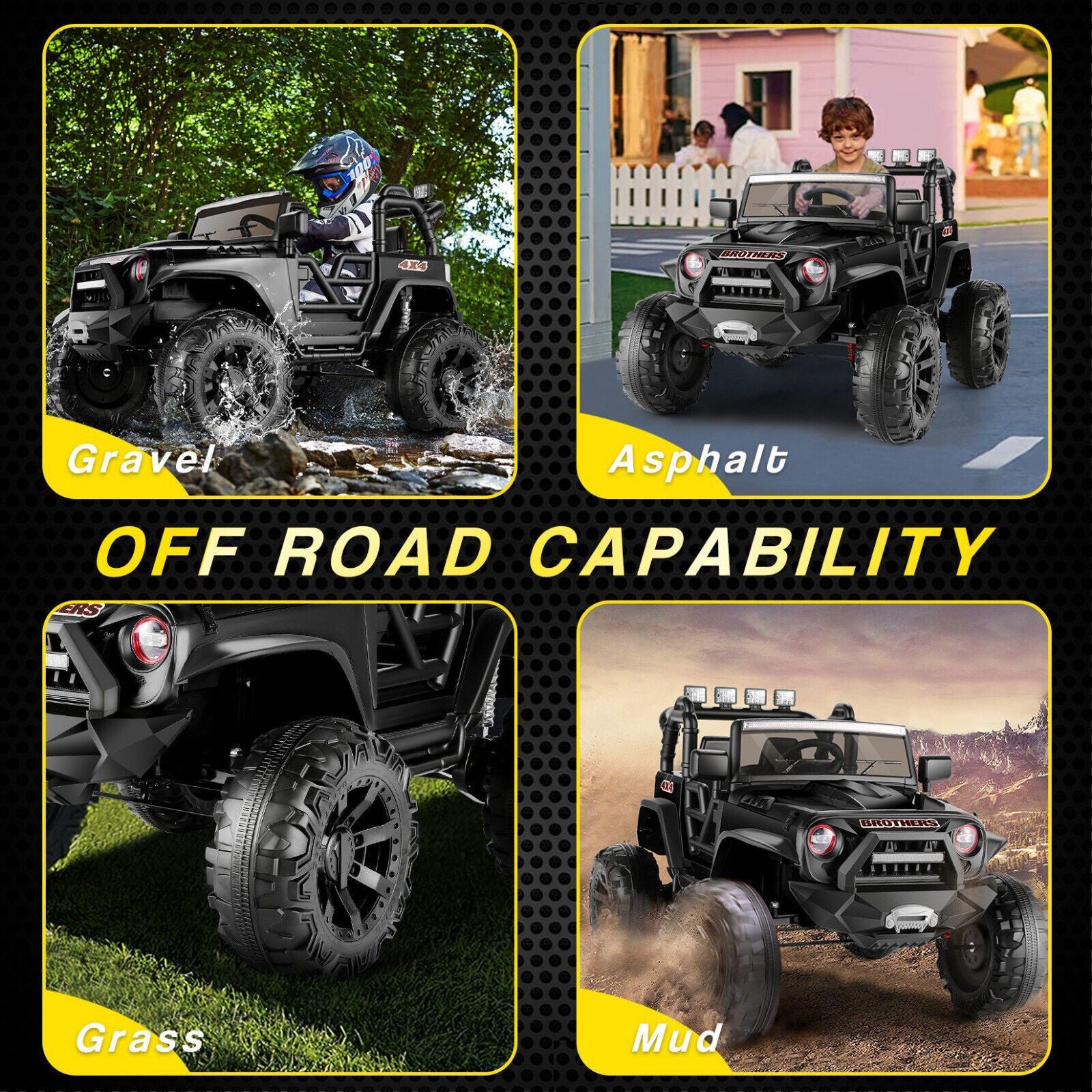 2-Seater Kids Ride on Truck with 3 Speeds, LED Light, and Remote Control - 24V 2x200W