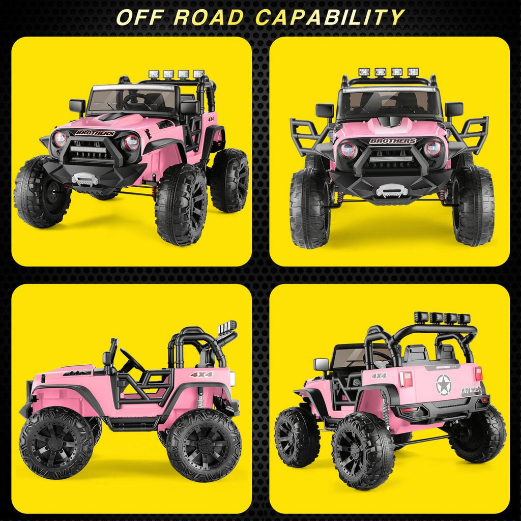 2-Seater Kids Ride on Truck with 3 Speeds, LED Light, and Remote Control - 24V 2x200W