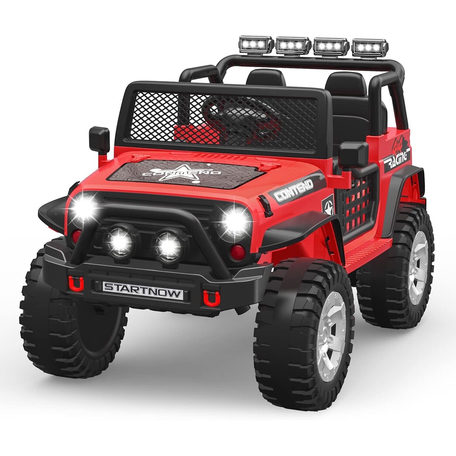 2-Seater Kids Ride-On Truck with Remote Control, LED Lights, Music, and Double Doors