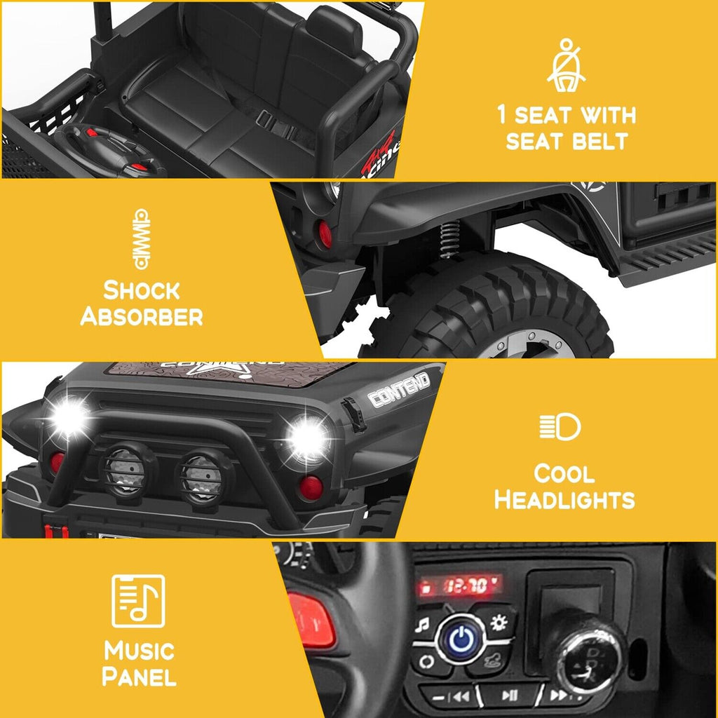 2-Seater Kids Ride-On Truck with Remote Control, LED Lights, Music, and Double Doors