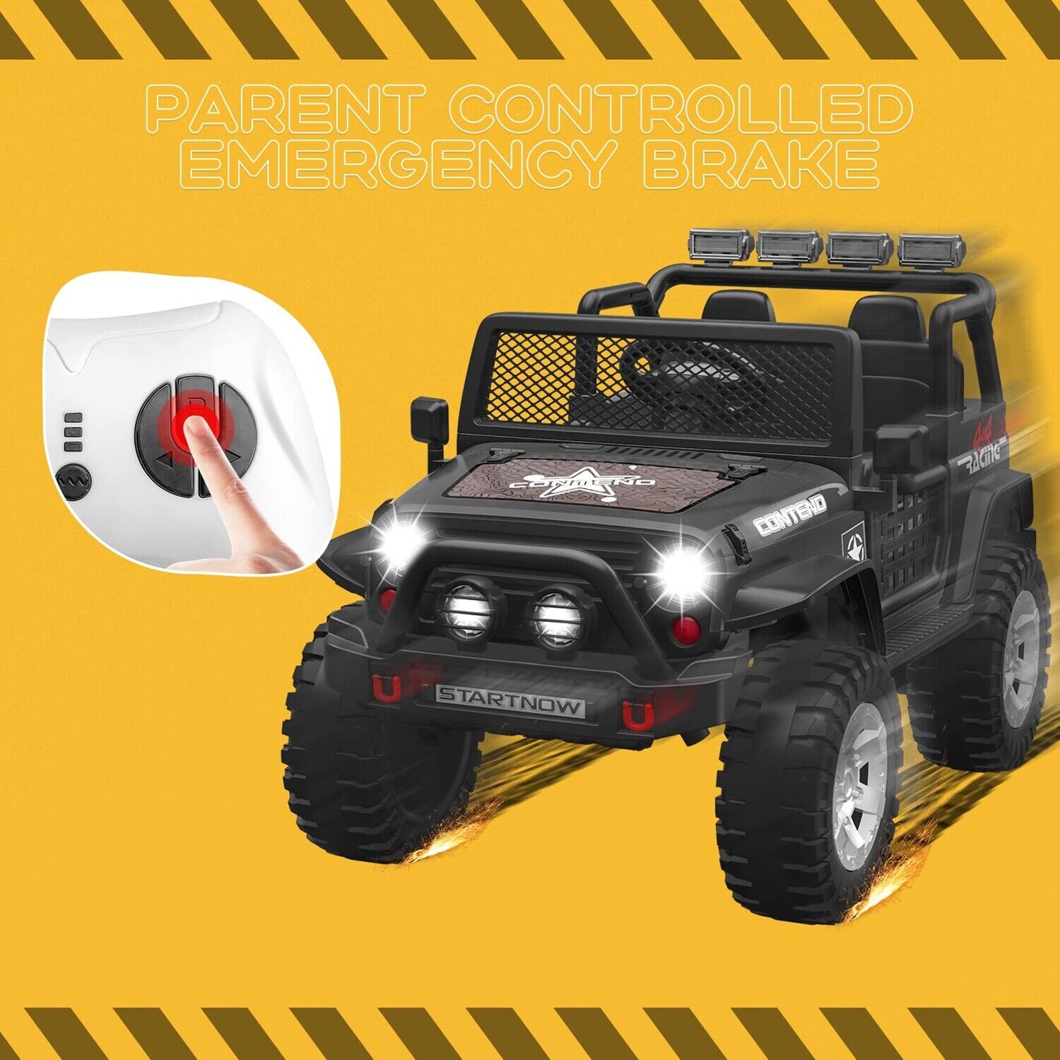2-Seater Kids Ride-On Truck with Remote Control, LED Lights, Music, and Double Doors