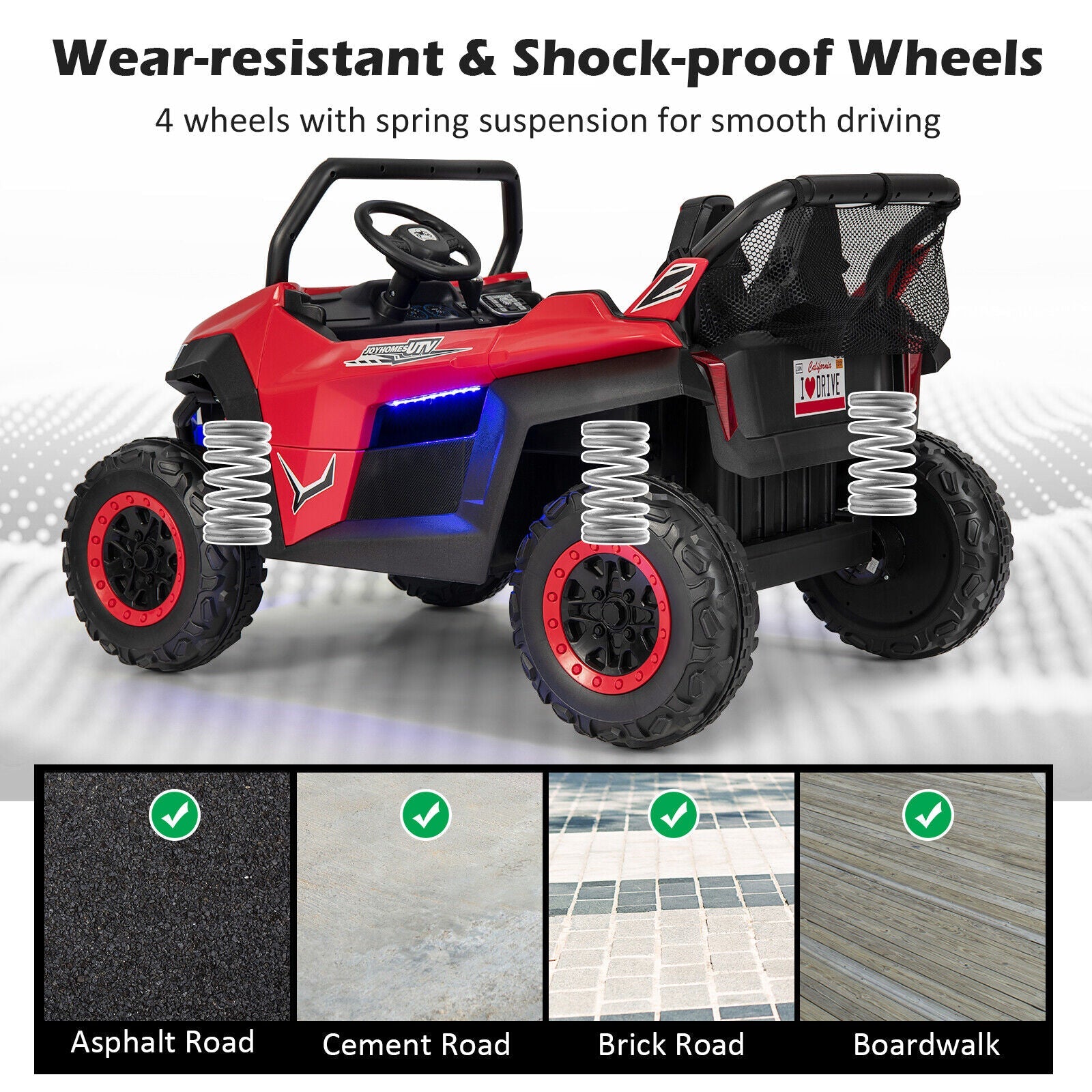 2-Seater Kids Ride On UTV with Suspension, Lights & Music - 12V RC Electric Vehicle
