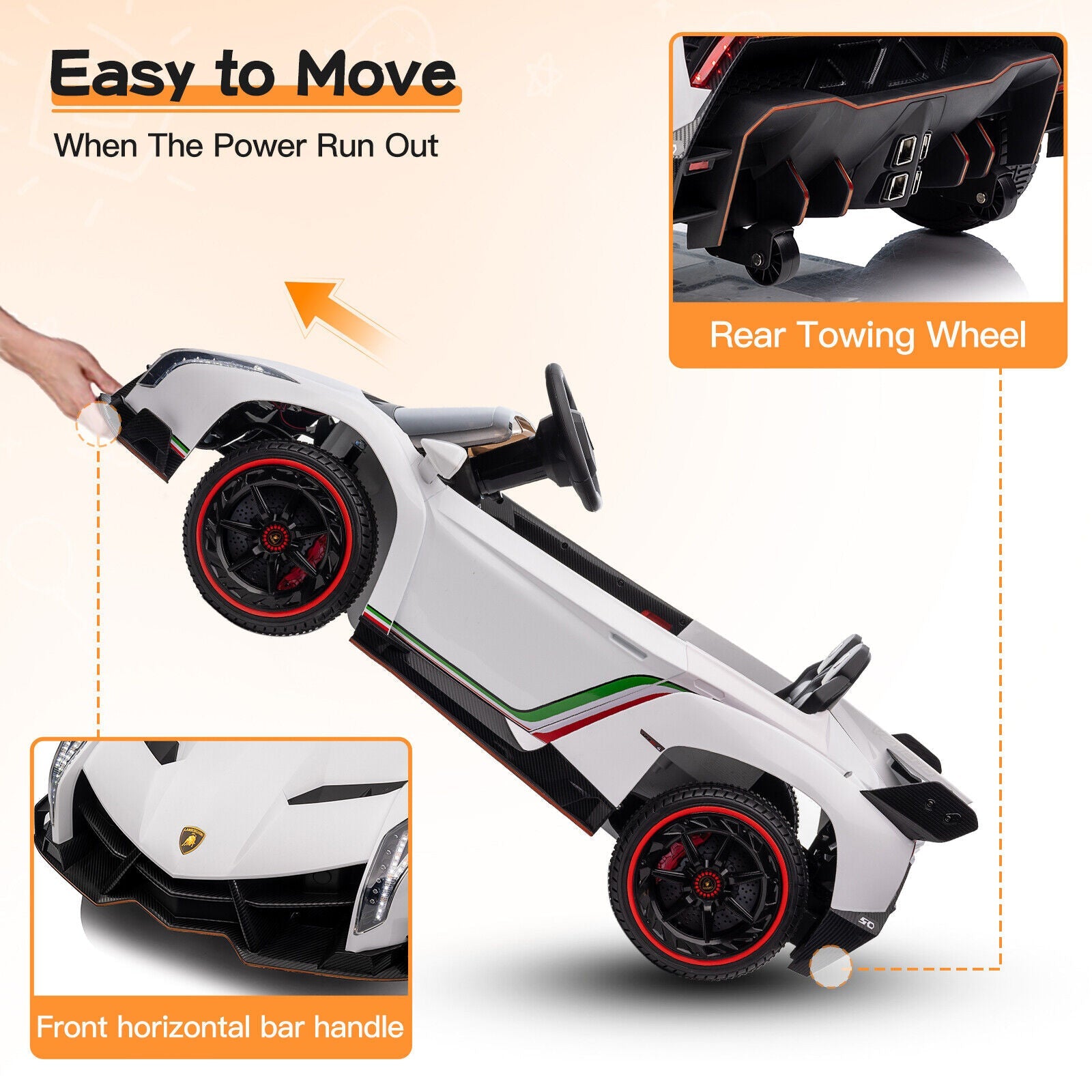 2-Seater Licensed Lamborghini Kids Ride On Car with Remote Control - 12V Electric Vehicle
