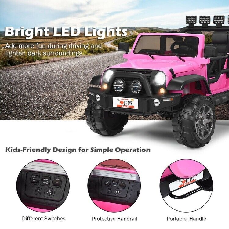 2-Seater Remote Control Ride-On Truck with Storage for Kids - 12V
