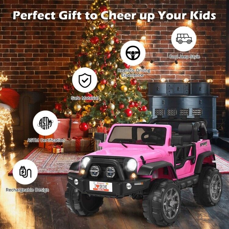 2-Seater Toddler Ride-On Truck with Remote Control and Lights - 12V Driving Toy Car