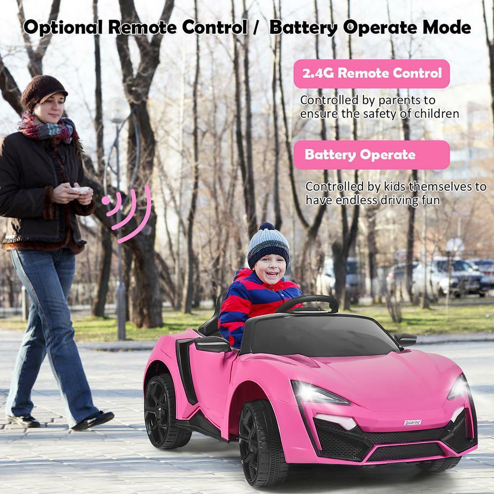 2.4G Remote Control Pink Ride On Car with Openable Lights for Kids - Electric Vehicle