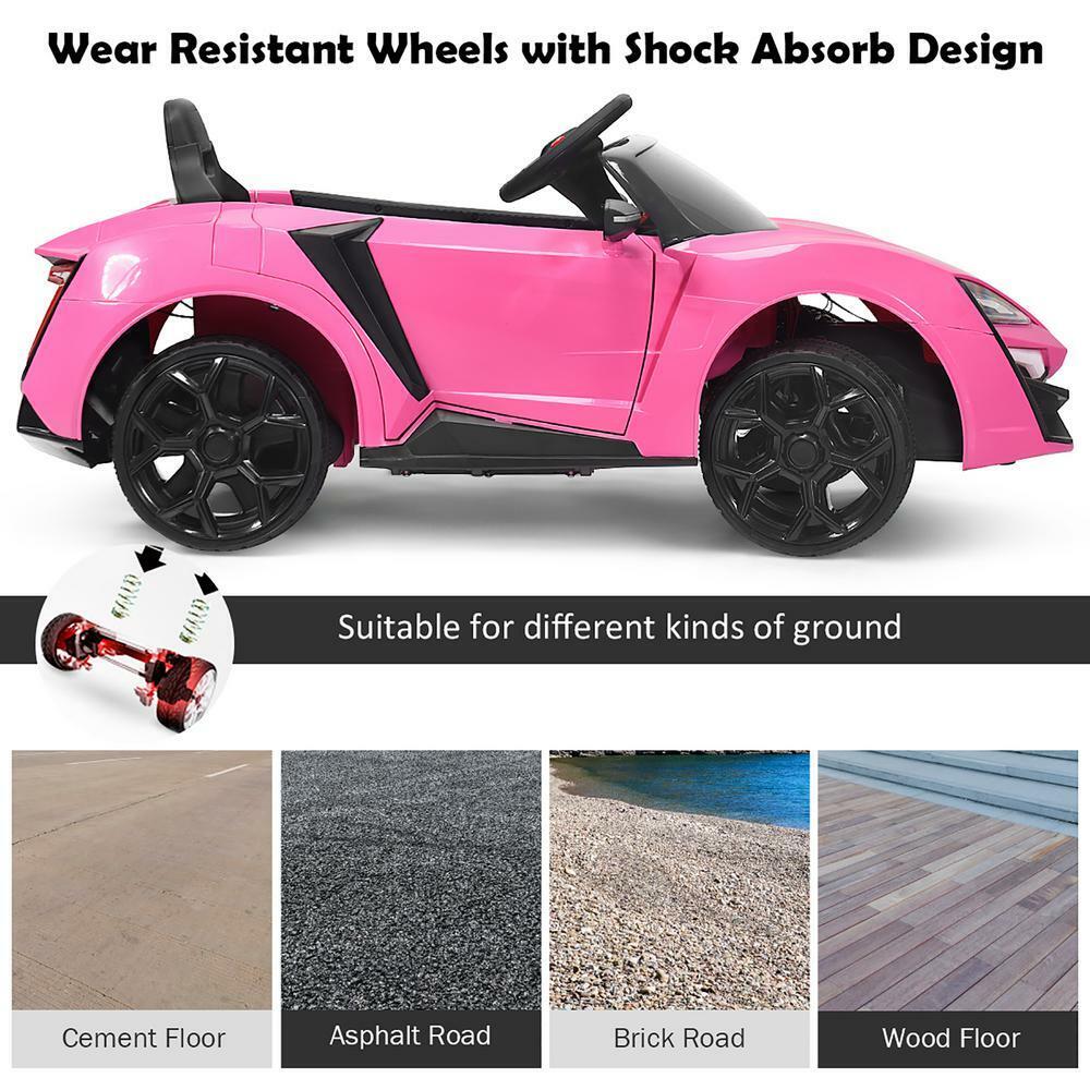 2.4G Remote Control Pink Ride On Car with Openable Lights for Kids - Electric Vehicle