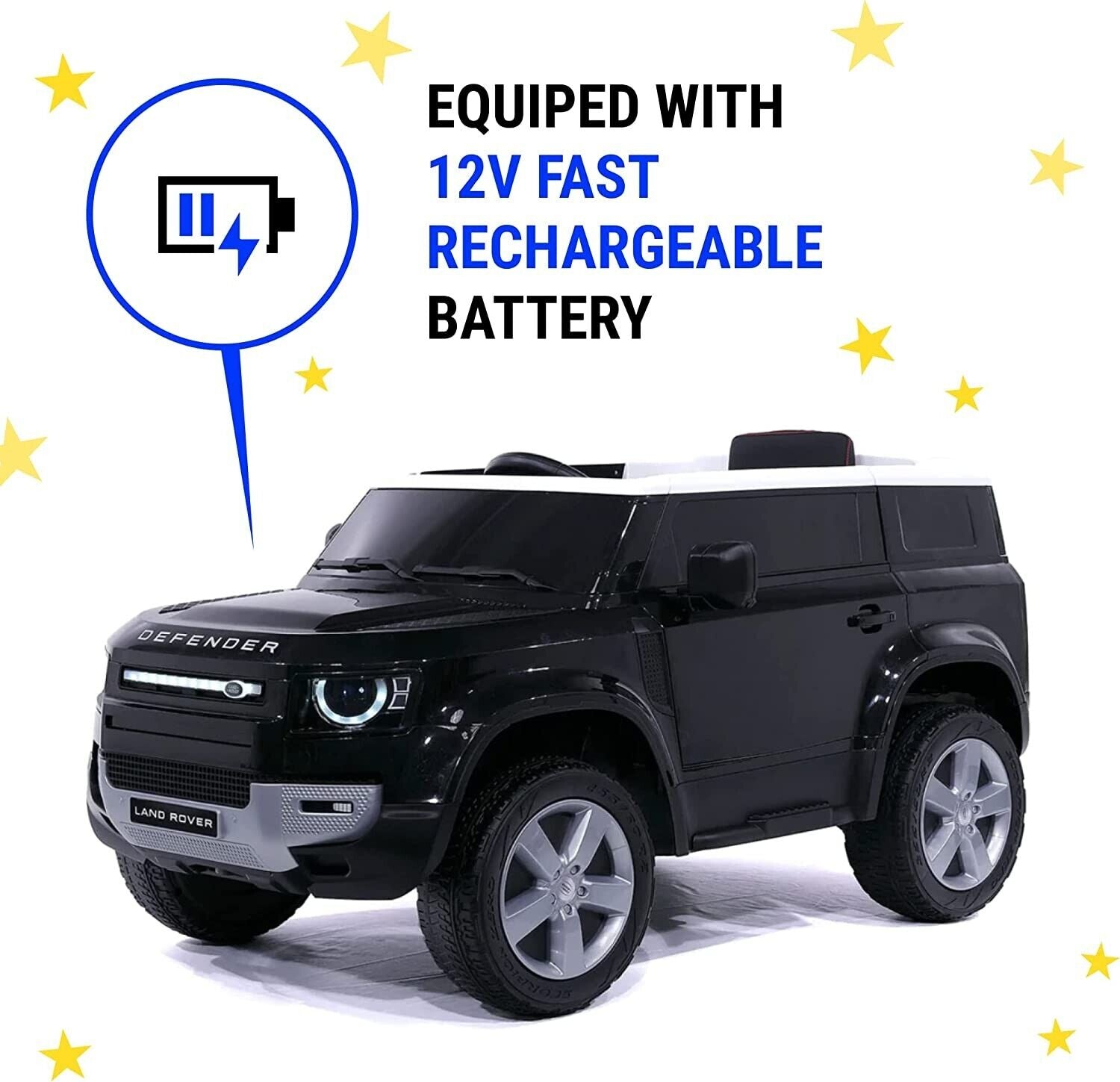 2023 Land Rover Defender Kids Ride-On Truck with Remote Control and 12V Battery