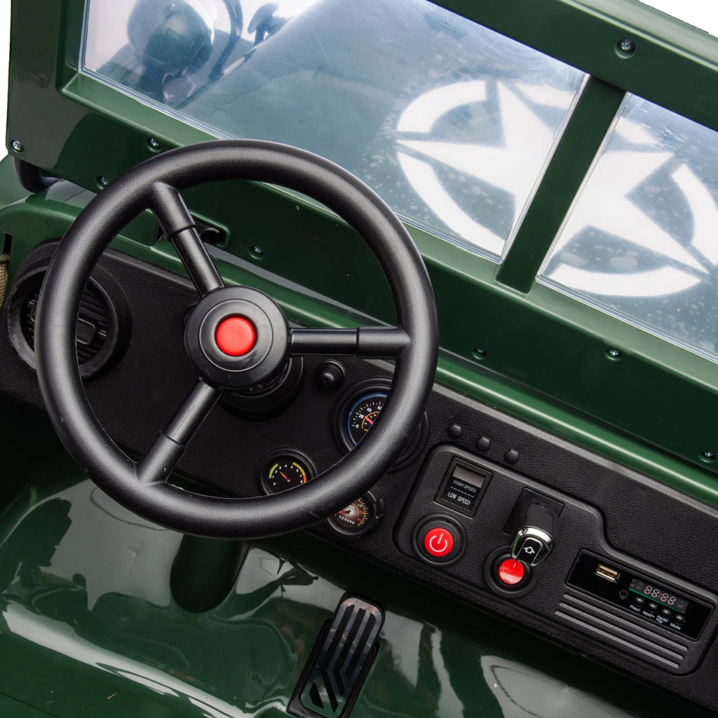 24V Magic Cars Military Willy Jeep 3 Seater Electric Ride on