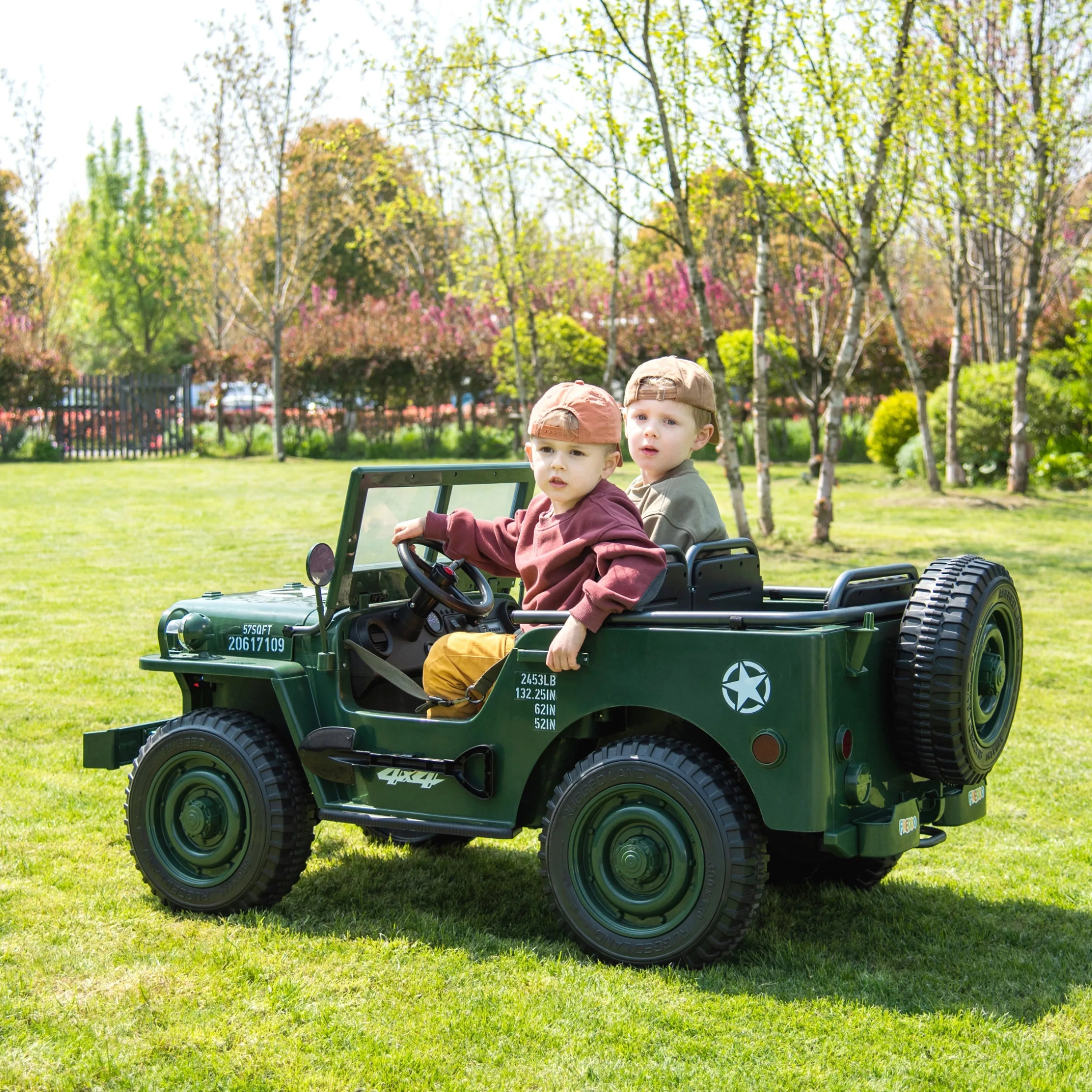 24V Magic Cars Military Willy Jeep 3 Seater Electric Ride on