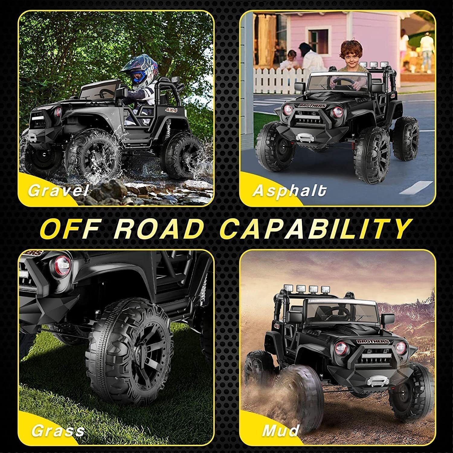 24V/12V Kids Electric Ride On Jeep with Remote Control, 3 Speeds and LED Lights