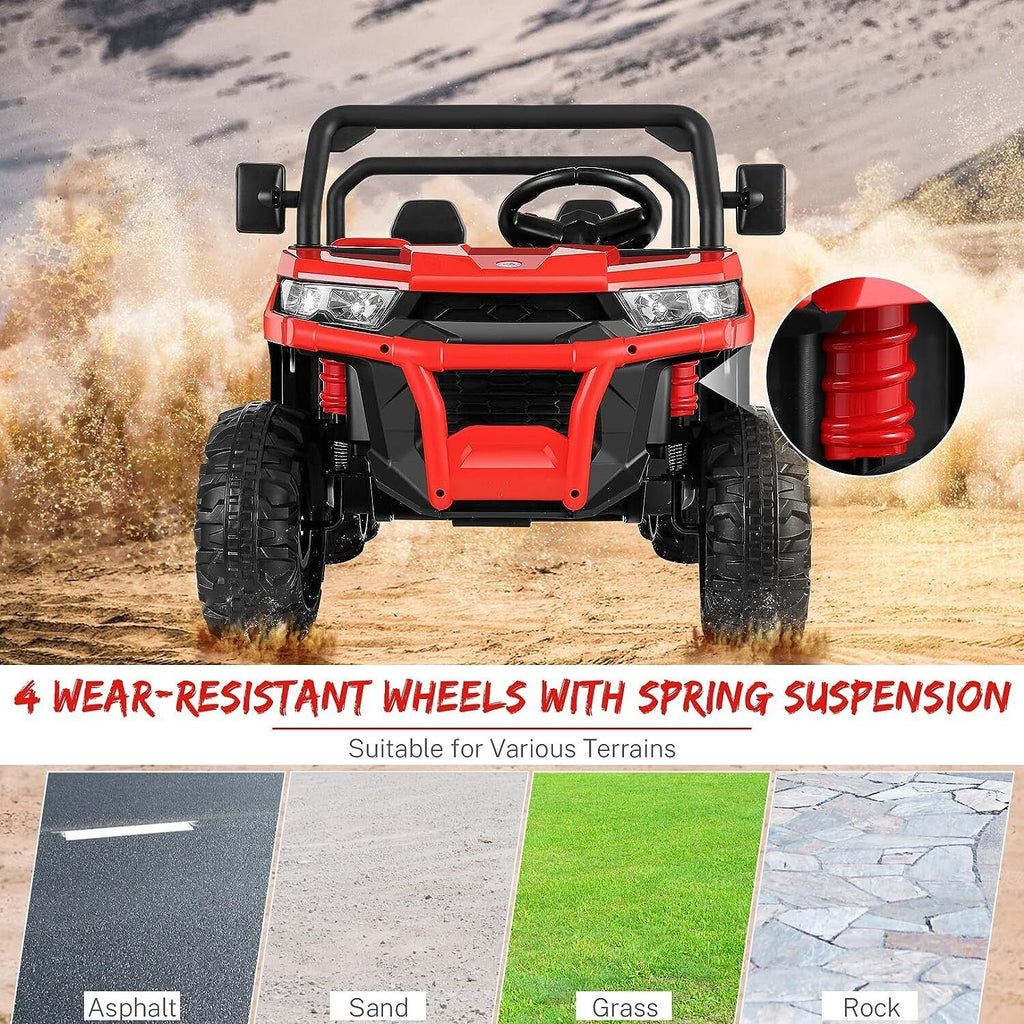 24V 4WD Electric UTV Dump Truck Car for Kids with Dump Bed - 2 Seater Ride-On Toy