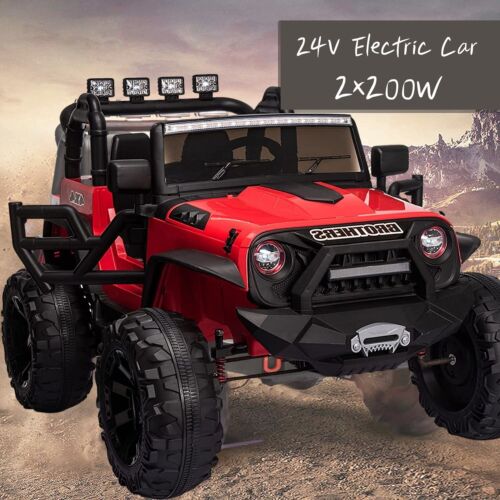 24V Electric Ride-On Car for Kids with Remote Control, LED Lights, and Bluetooth - 3 Speed Options