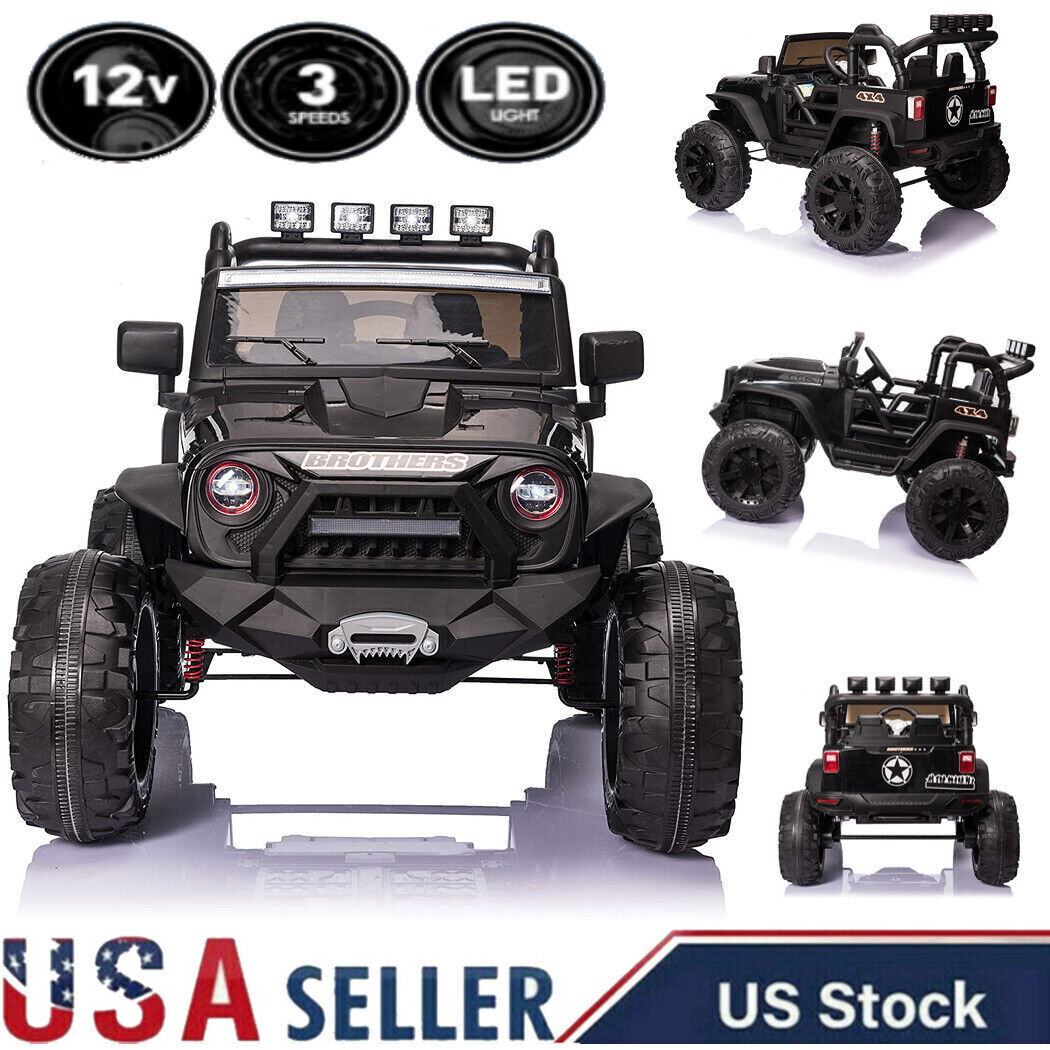 24V Kids Electric Jeep with Remote Control, 3 Speeds, LED Lights, and MP3 Player