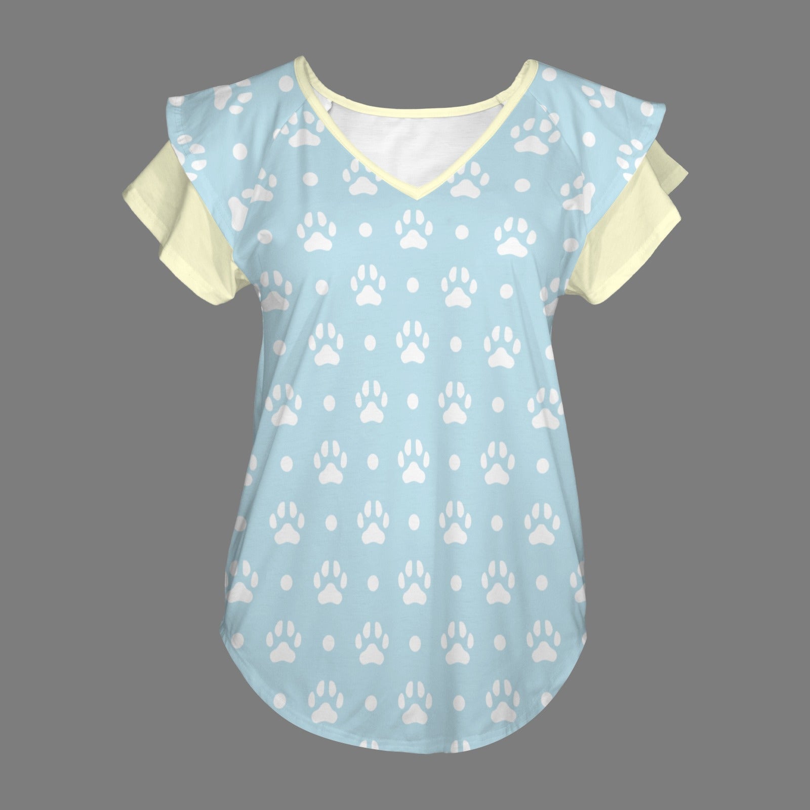 Soft Paw Ruffle V-Neck Play Tee