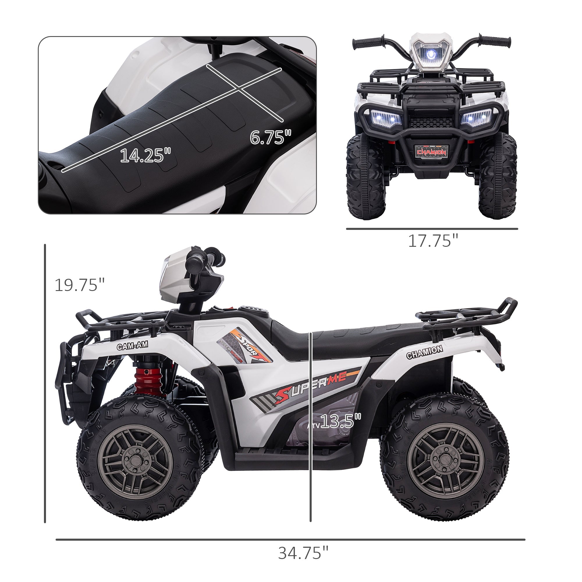 12V Kids ATV with Music, Headlights, and Forward/Backward Function - A Fun Ride for Young Adventurers!