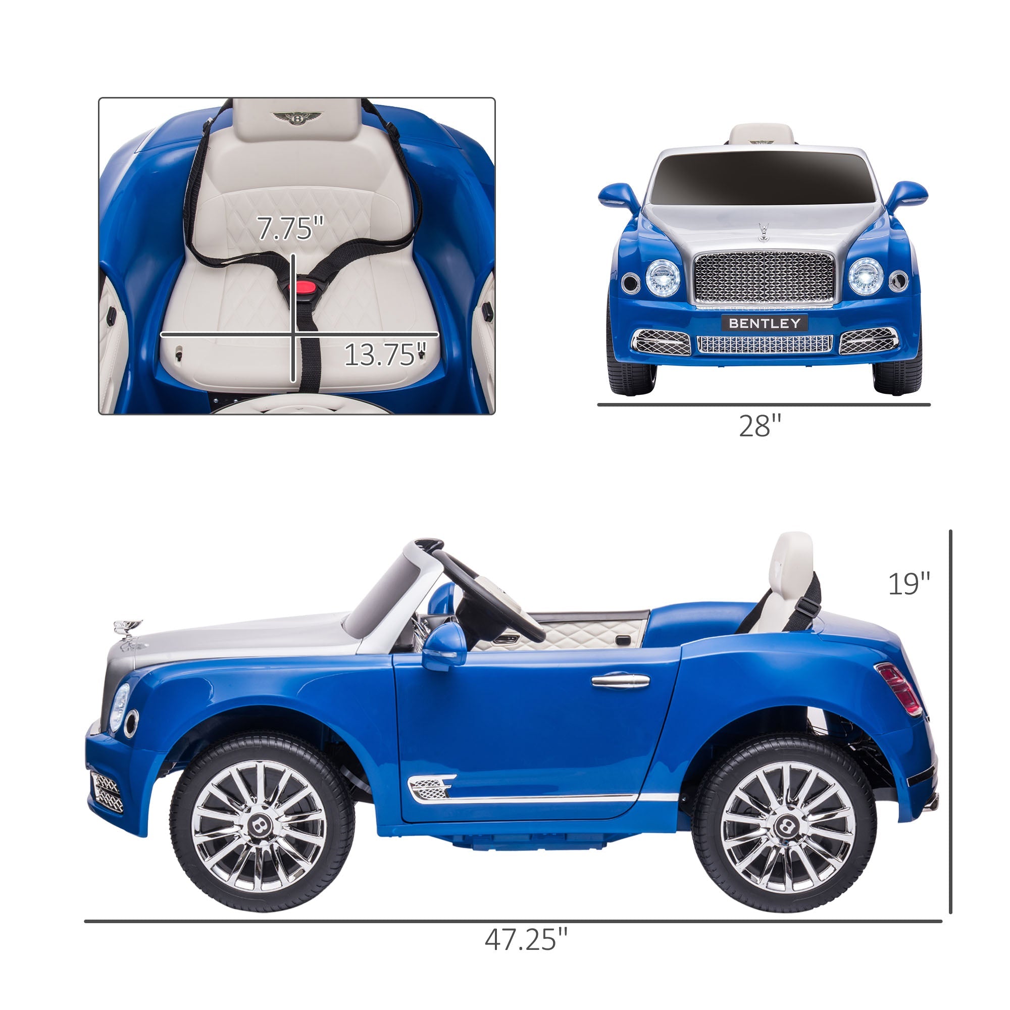 Bentley Mulsanne 12V Electric Ride On Car with LED Lights and MP3 Player