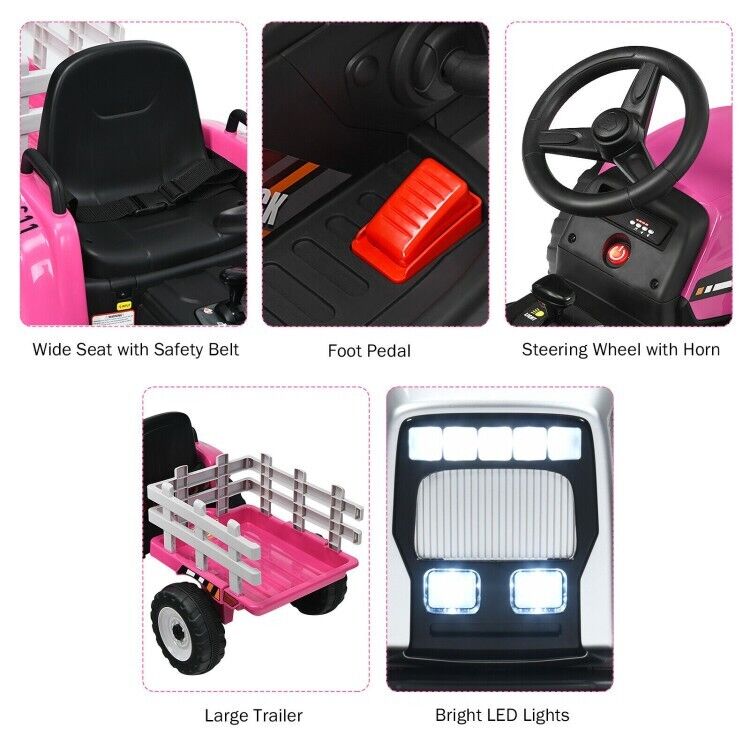 3-Gear-Shift Ride-On Tractor Car for Kids with Ground Loader - Battery Powered (12V)