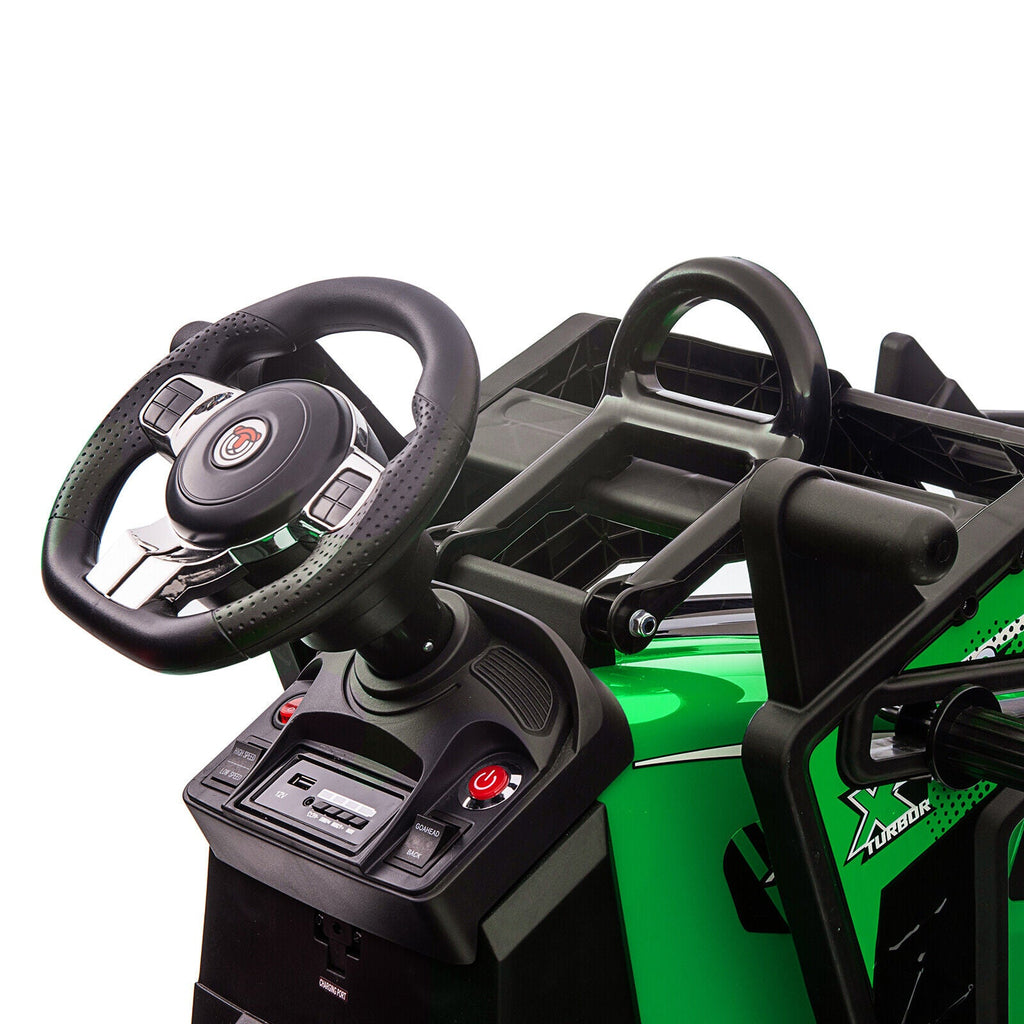3-in-1 Electric Ride-On Tractor Bulldozer with Trailer and Remote Control for Kids (24V)