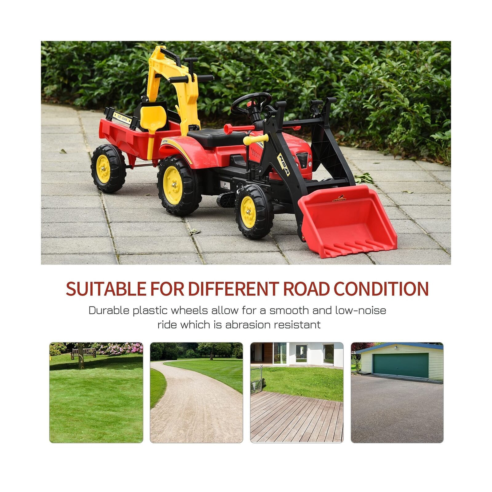 3-in-1 Kids Ride-On Excavator/Bulldozer: Pedal Car Digger Toy for Forward Movement