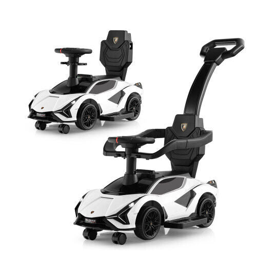3-in-1 Licensed Lamborghini Ride-On Toy Stroller in White