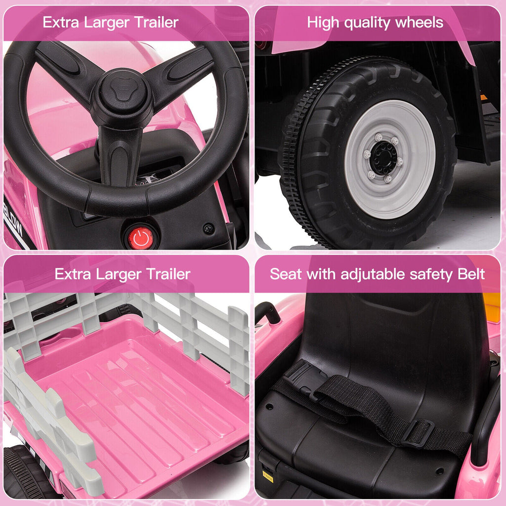 3-Speed Electric 12V Tractor Ride-On Car for Kids with Remote Control