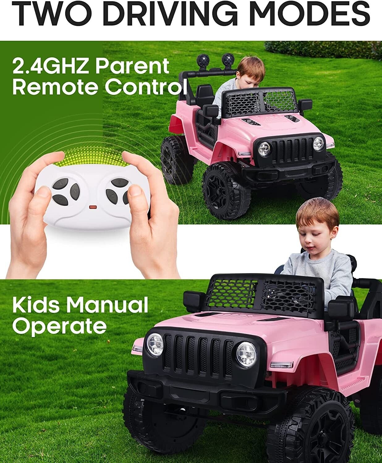 Off-Road 2-Seater Electric Ride-On Jeep for Kids with Remote Control - 12V 7AH