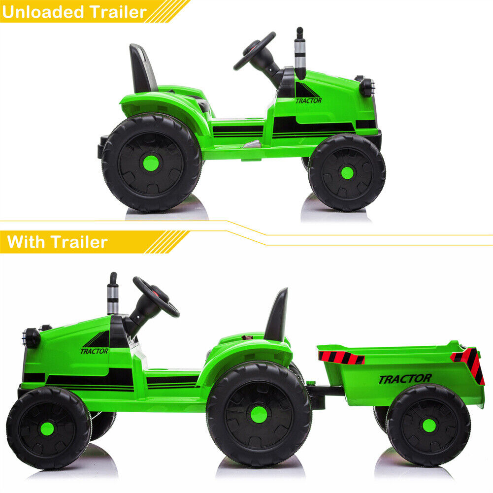 3-Speed Electric Ride On Tractor Car Toy with Trailer for Kids - Remote Controlled