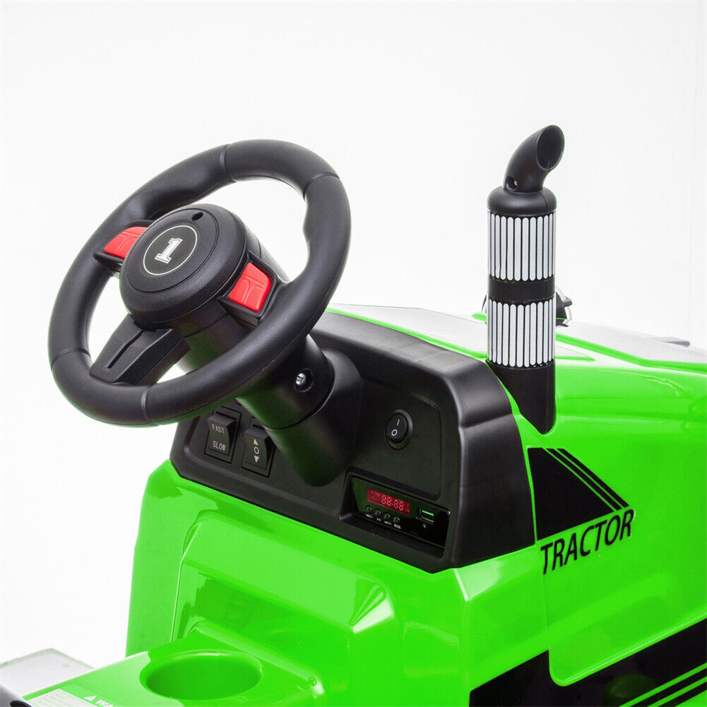 3-Speed Electric Ride On Tractor Car Toy with Trailer for Kids - Remote Controlled
