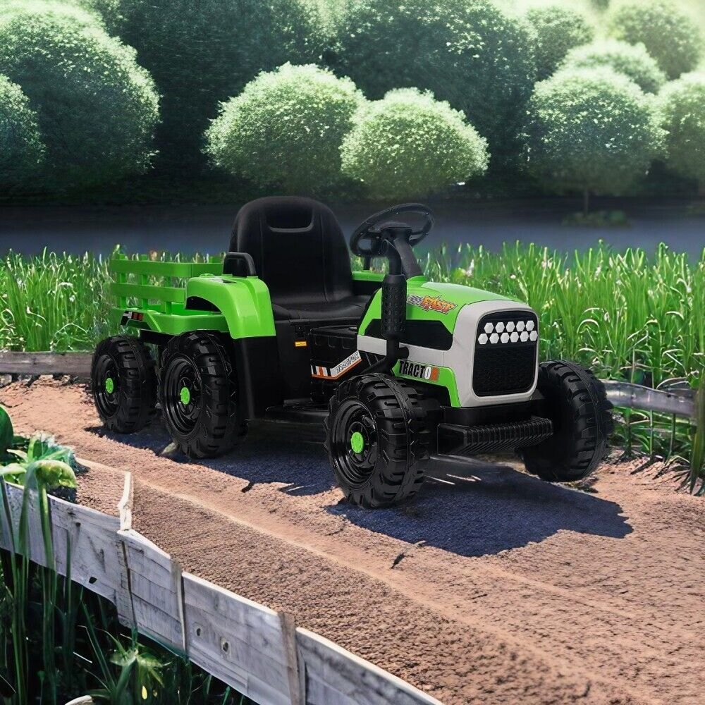 3-Speed Electric Ride-On Tractor for Kids with Trailer and Remote Control - 12V