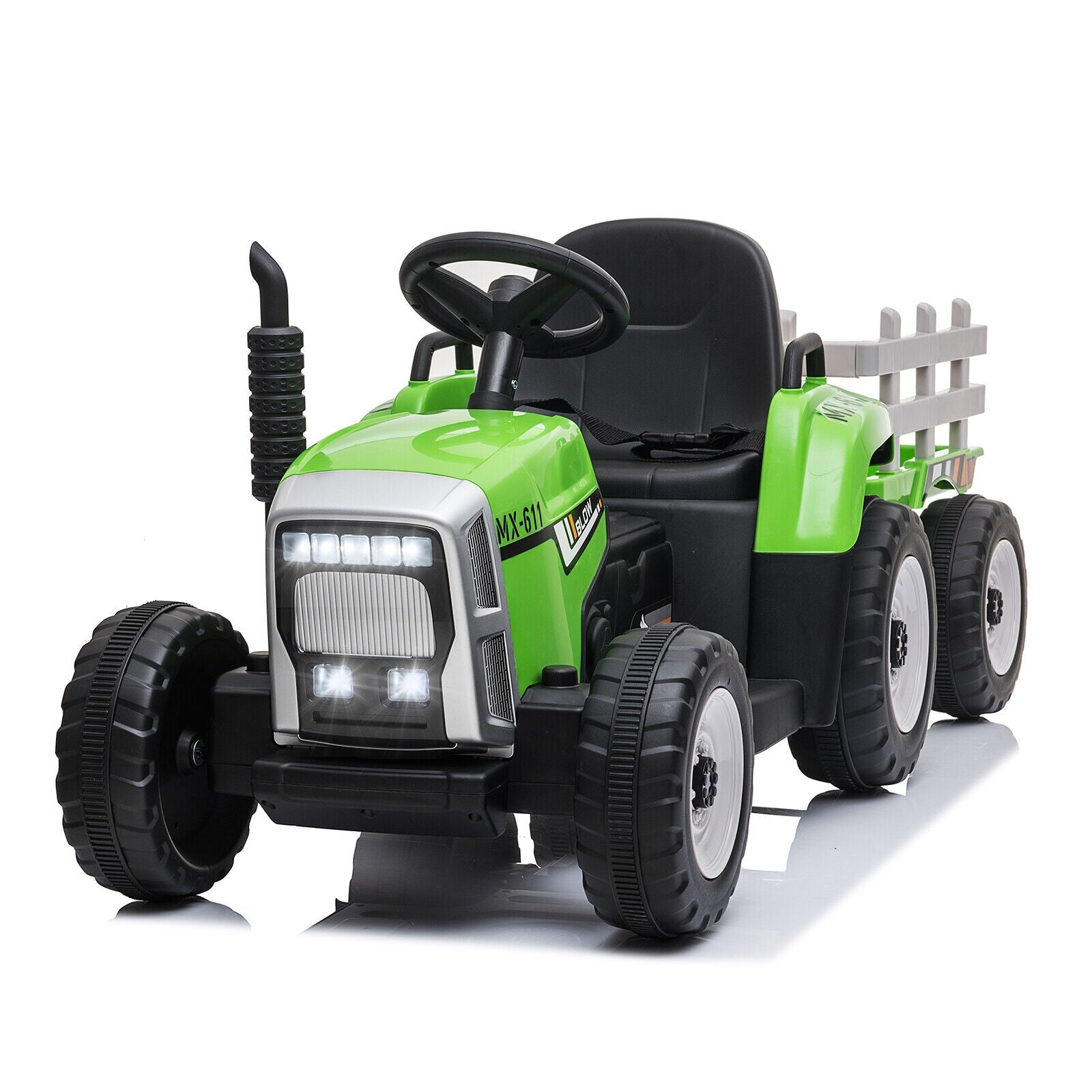 3-Speed Electric Ride On Tractor Toy with Trailer for Kids - Remote Controlled