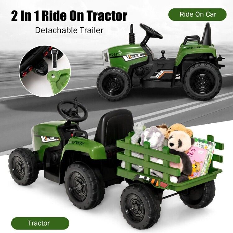3-Speed Kids Ride-On Tractor with Ground Loader Attachment