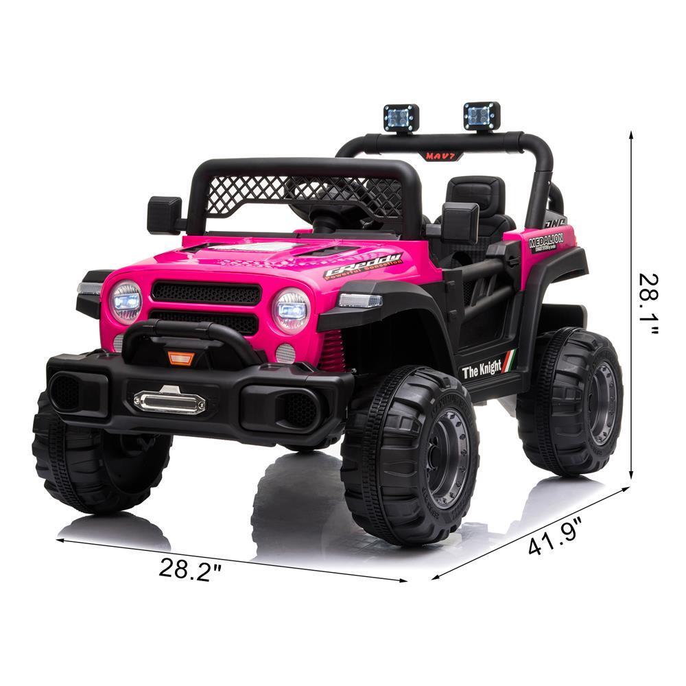 3-Speed Rechargeable Electric Car with Adjustable Seat Belt in Rose Red