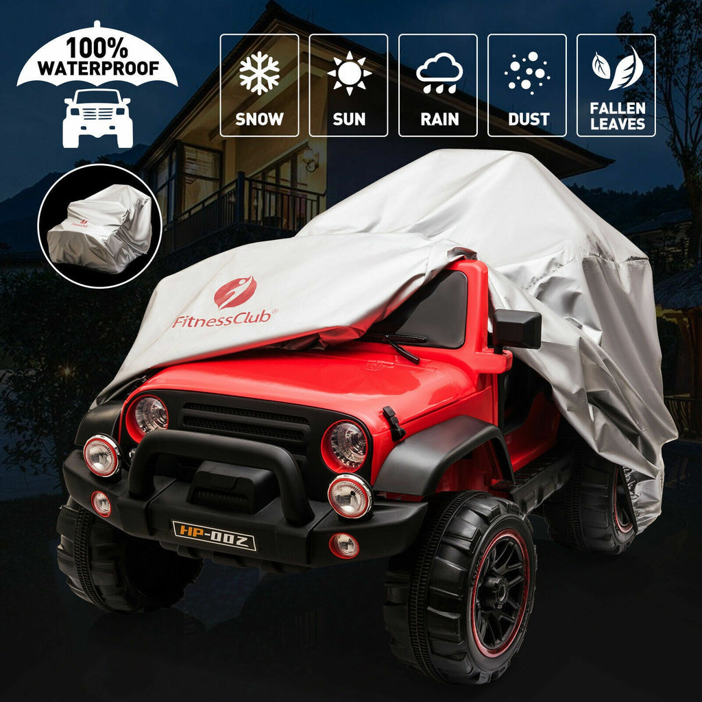 3-Speed Red Ride On Car Truck for Kids with RC, MP3, LED Lights, USB, and Cover - 12V