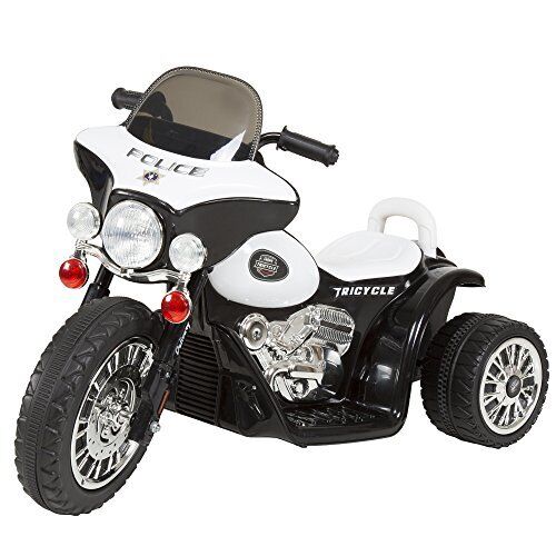 3-Wheel Battery Powered Kids Motorbike Toy in White and Black
