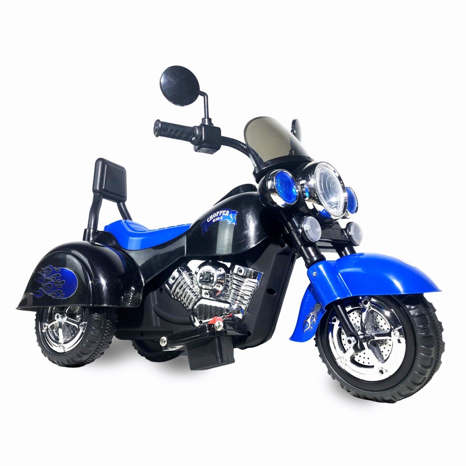 3-Wheel Chopper Ride-On Motorcycle Toy for Kids with LED Headlights