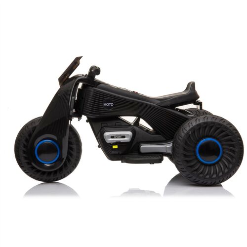 3-Wheel Double Drive Electric Motorcycle for Kids in Sleek Black