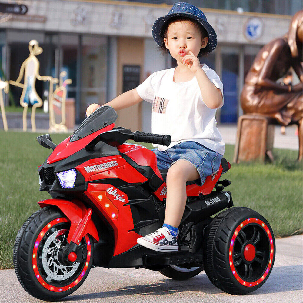 3-Wheel Electric Ride-On Motorcycle for Kids with Rechargeable 12V Battery