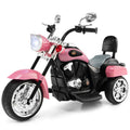 3-Wheel Pink Chopper Motorcycle for Kids with Headlight and Horn