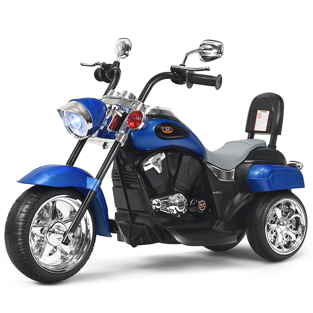 3-Wheel Pink Chopper Motorcycle for Kids with Headlight and Horn