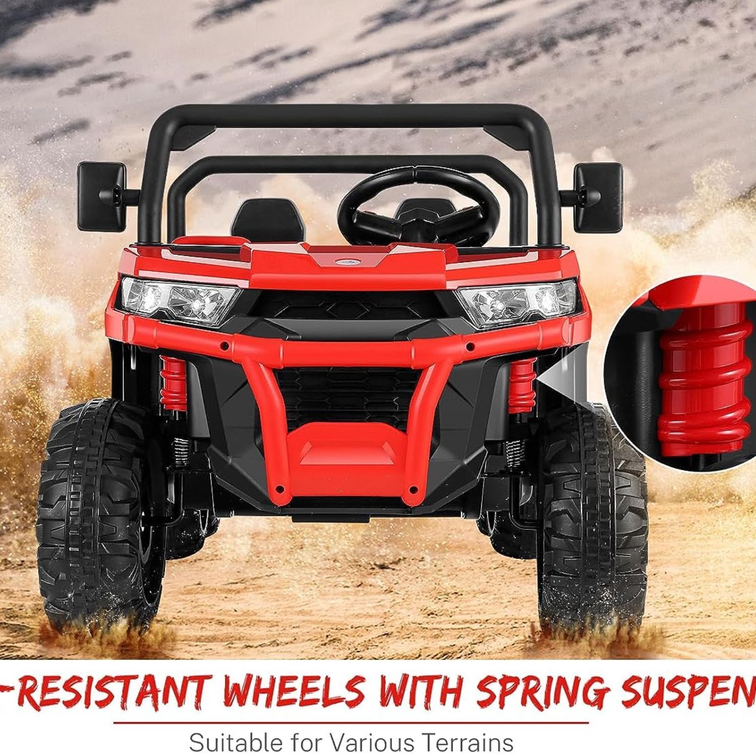 300W 24V 4WD 6 Wheels Ride On Car with Electric Dump Bed and LED&MP3 - 2 Seater Truck for Endless Fun!
