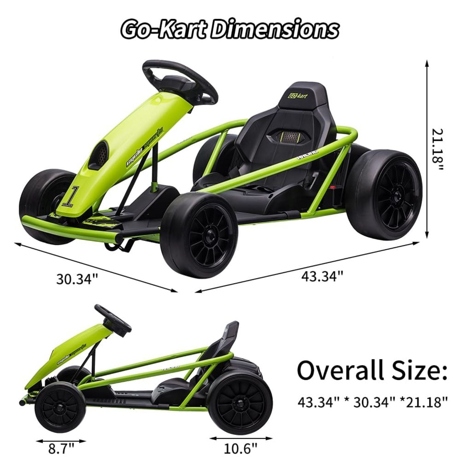 300W*2 Electric Go Kart for Kids 8-12 Years with Music and 175LBS Weight Capacity