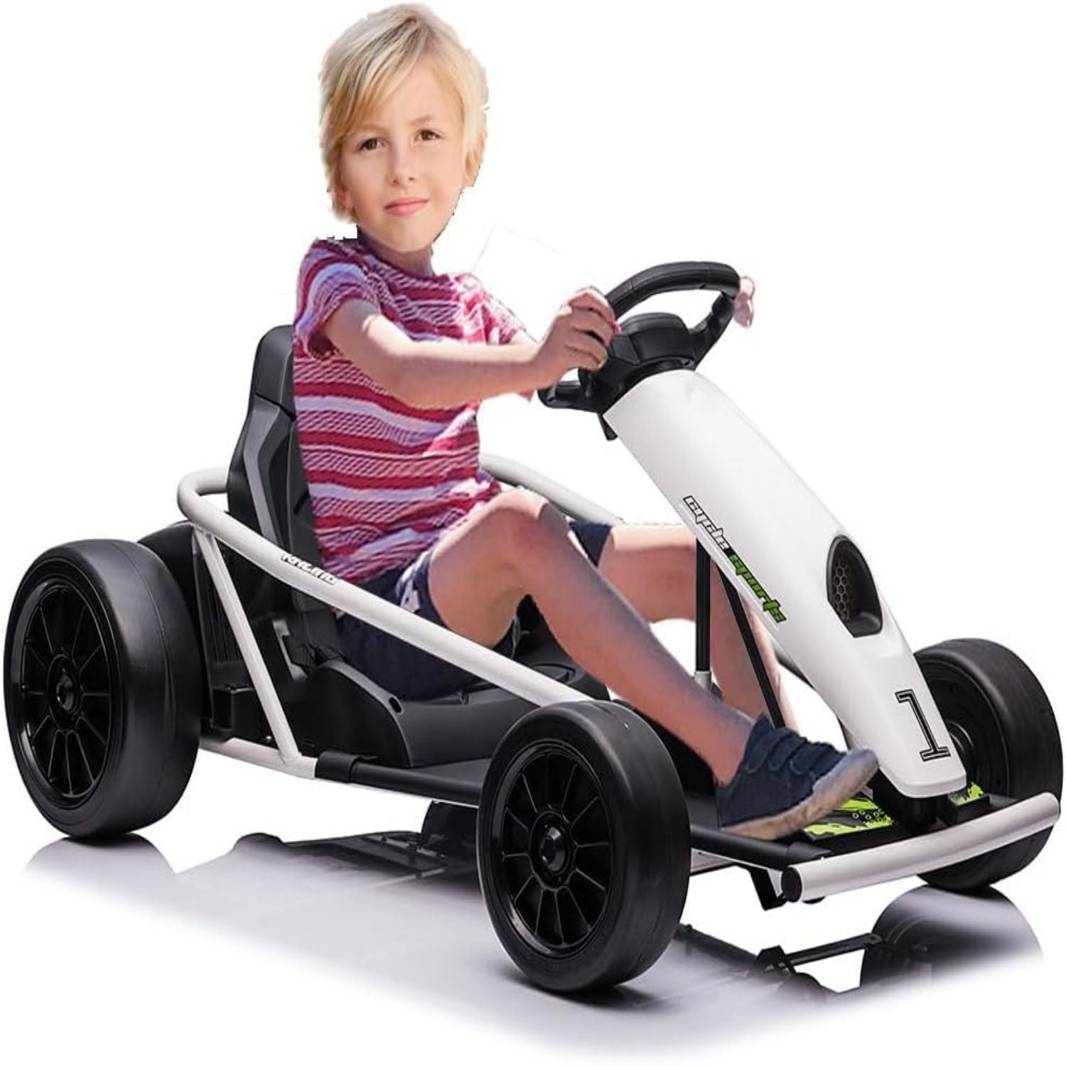 300W*2 Powerful Motors Go Kart for Kids 8-12 Years with Music and 175LBS Load Capacity