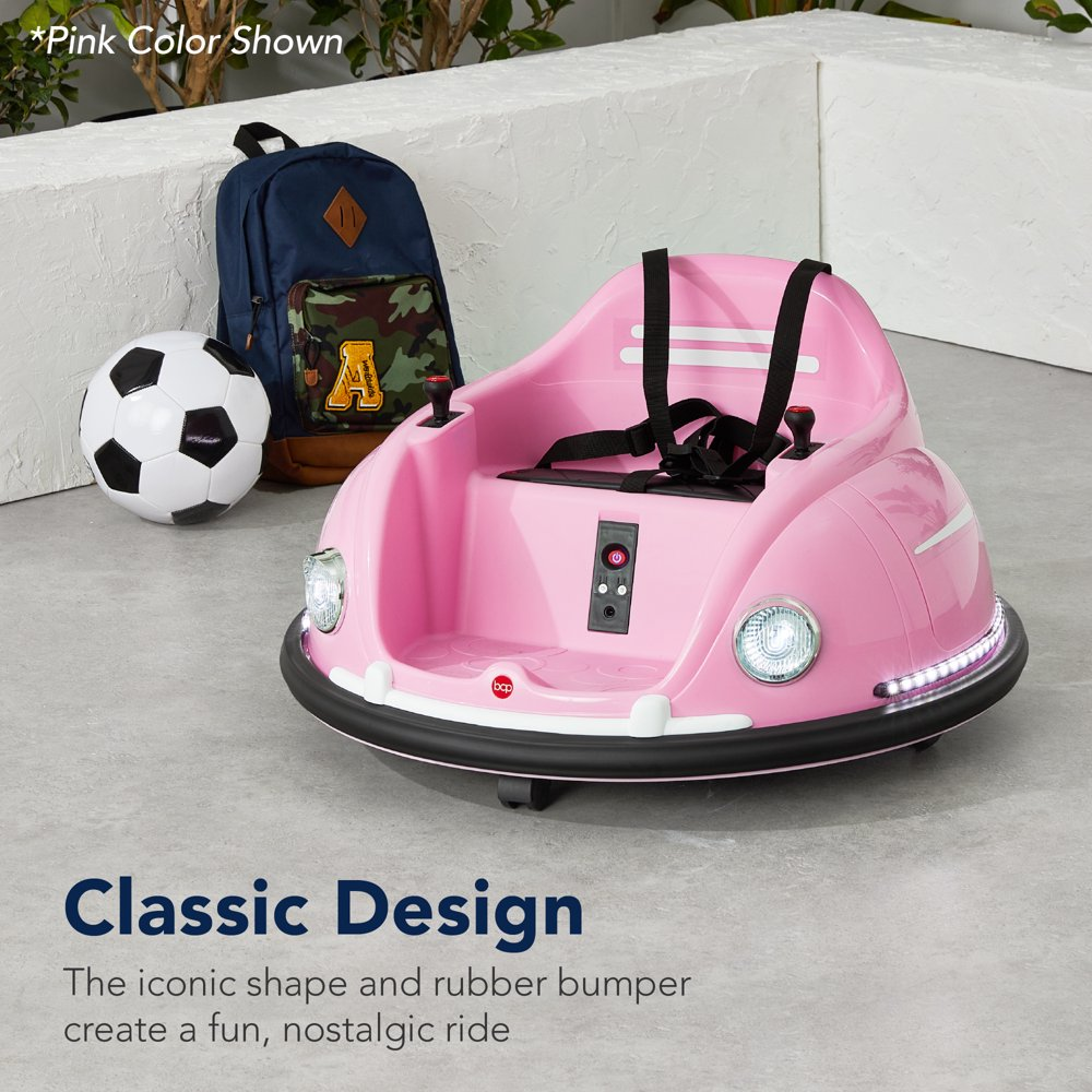 360 Degree Bumper Car Toy for Kids with Remote Control, Safety Harness, and Lights