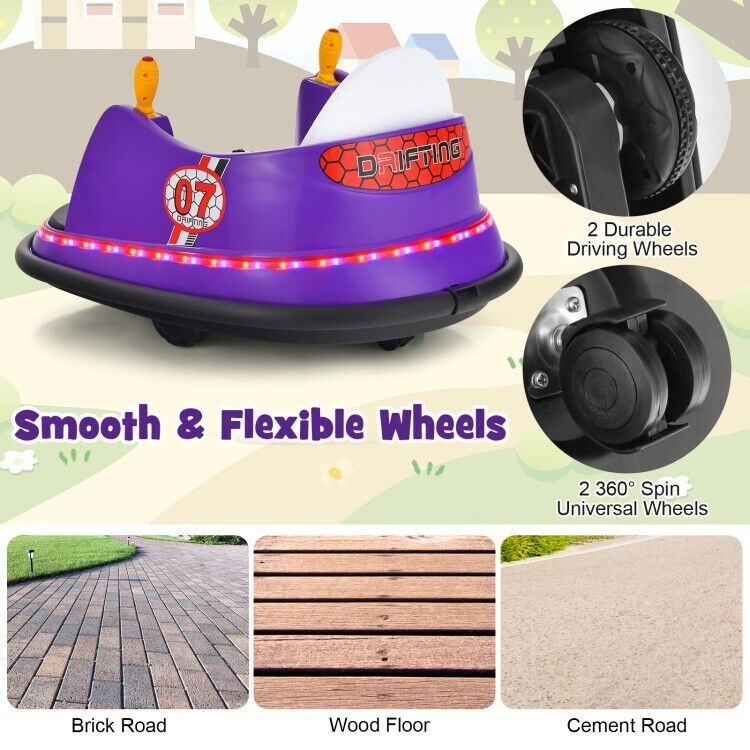 360 Degree Spin Kids Ride On Bumper Car with Remote Control - 12V Race Toy